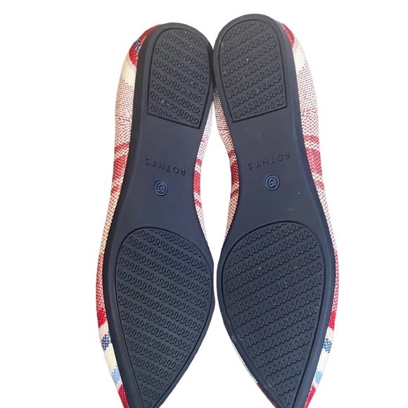 Rothy's 7 Varsity Stripe Red Points Rare Unicorn Flat Shoes BNIB - Picture 15 of 15